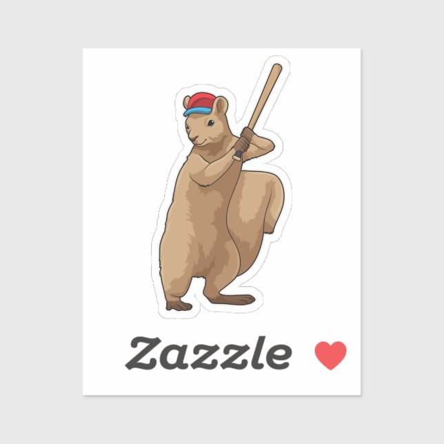 Squirrel at Baseball with Baseball bat Sticker (Sheet)