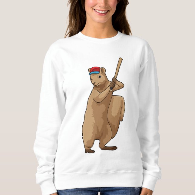 Squirrel at Baseball with Baseball bat Sweatshirt (Front)