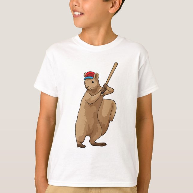 Squirrel at Baseball with Baseball bat T-Shirt (Front)