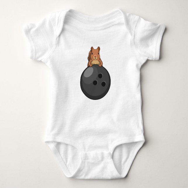 Squirrel at Bowling with Bowling ball Baby Bodysuit (Front)