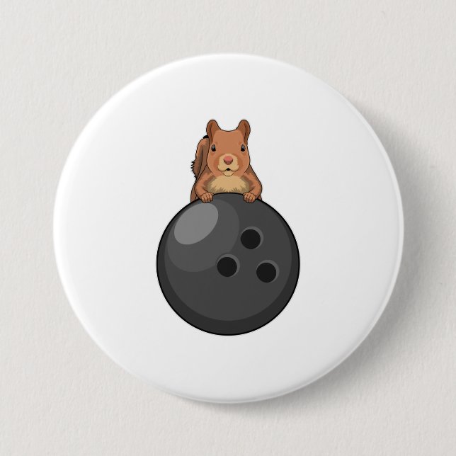 Squirrel at Bowling with Bowling ball Button (Front)