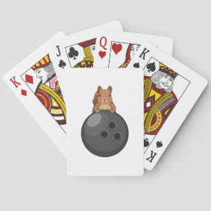 Squirrel at Bowling with Bowling ball Poker Cards