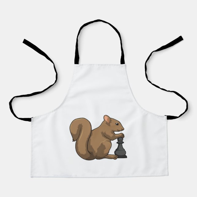 Squirrel at Chess with Chess piece Bishop Apron (Front)