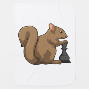 Squirrel at Chess with Chess piece Bishop Baby Blanket