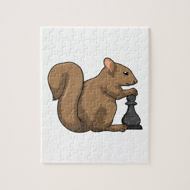 Squirrel at Chess with Chess piece Bishop Jigsaw Puzzle (Vertical)