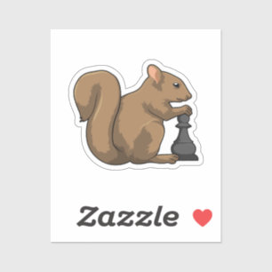 Squirrel at Chess with Chess piece Bishop Sticker