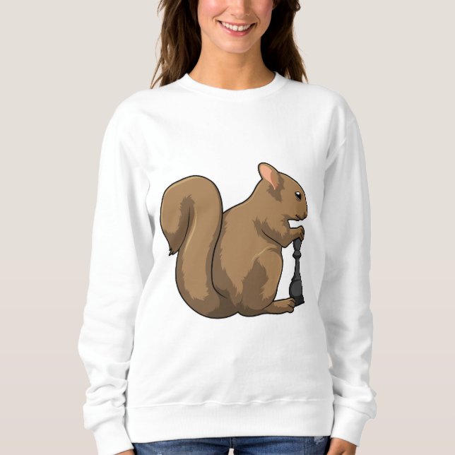 Squirrel at Chess with Chess piece Bishop Sweatshirt (Front)