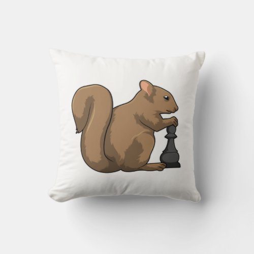 Squirrel at Chess with Chess piece Bishop Throw Pillow