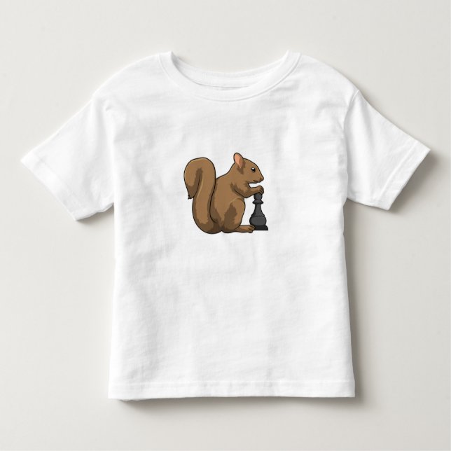 Squirrel at Chess with Chess piece Bishop Toddler T-shirt (Front)