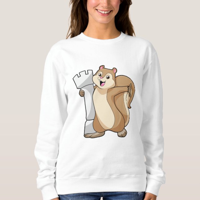 Squirrel at Chess with Chess piece King Sweatshirt (Front)