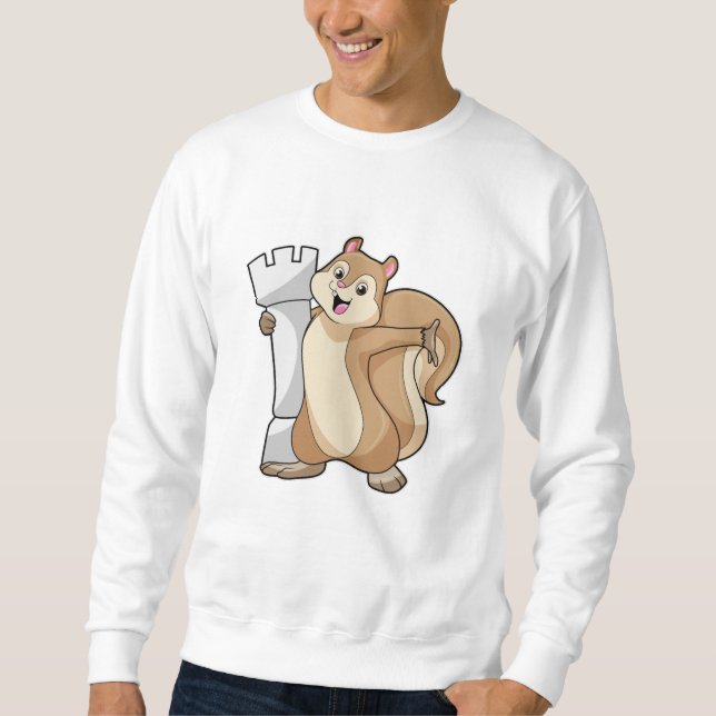 Squirrel at Chess with Chess piece King Sweatshirt (Front)