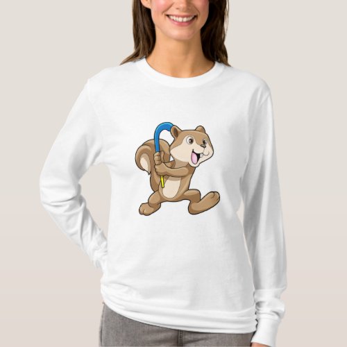 Squirrel at Field hockey with Hockey stick T_Shirt