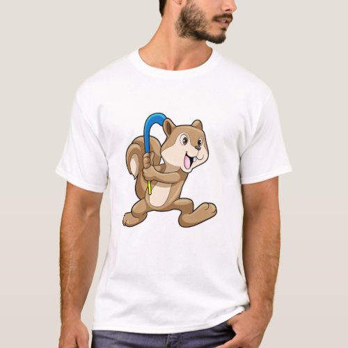 Squirrel at Field hockey with Hockey stick T_Shirt