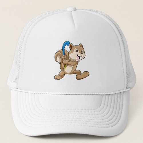 Squirrel at Field hockey with Hockey stick Trucker Hat