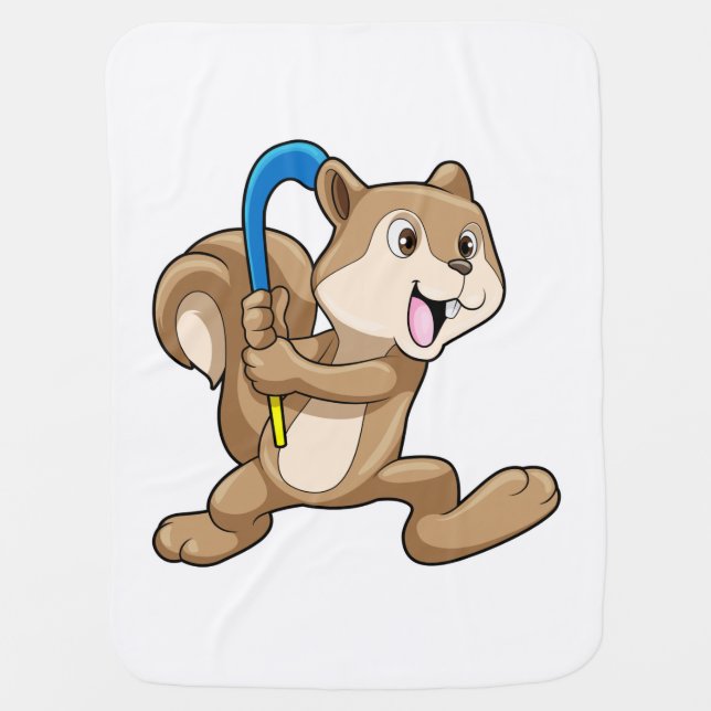 Squirrel at Field hockey with Stick Baby Blanket (Front)