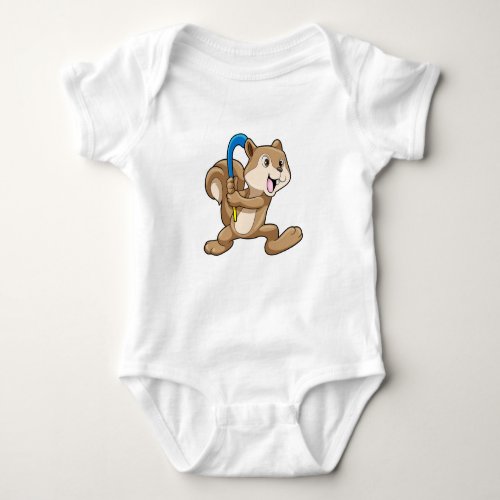 Squirrel at Field hockey with Stick Baby Bodysuit