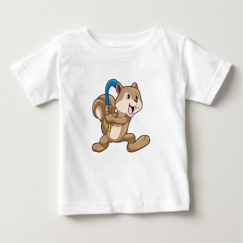 Squirrel at Field hockey with Stick Baby T_Shirt
