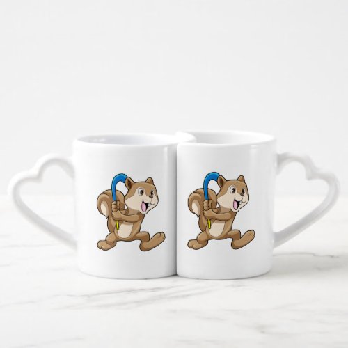 Squirrel at Field hockey with Stick Coffee Mug Set