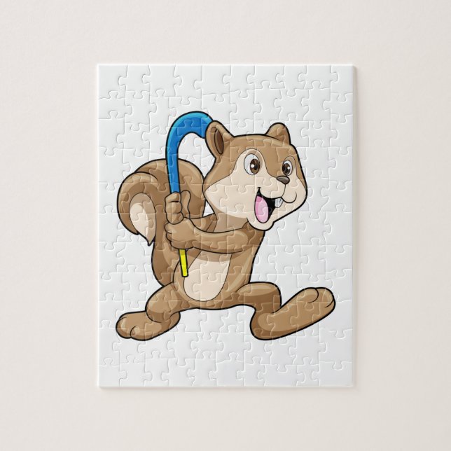 Squirrel at Field hockey with Stick Jigsaw Puzzle (Vertical)