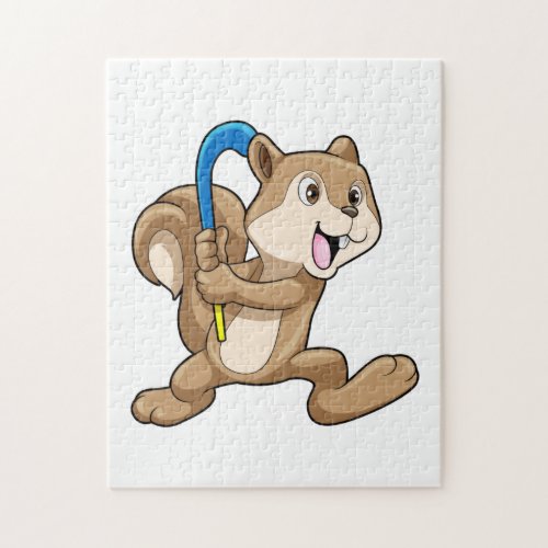 Squirrel at Field hockey with Stick Jigsaw Puzzle