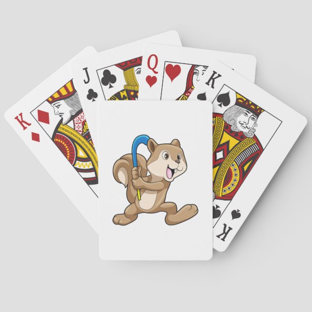 Squirrel at Field hockey with Stick Poker Cards (Back)