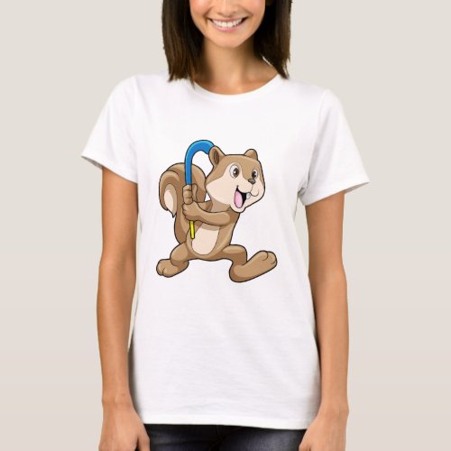 Squirrel at Field hockey with Stick T_Shirt