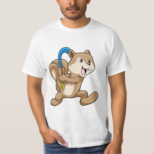 Squirrel at Field hockey with Stick T_Shirt