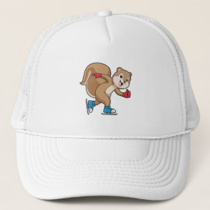 Squirrel at Ice skating with Ice skates Trucker Hat