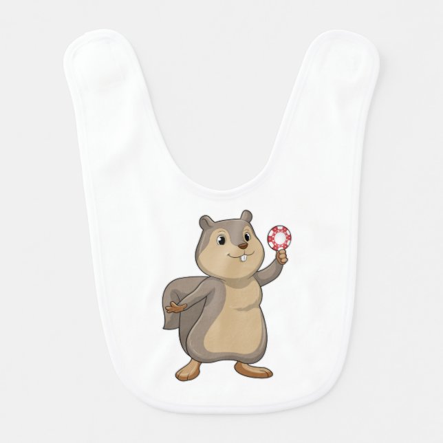 Squirrel at Poker with Poker chips Baby Bib (Front)