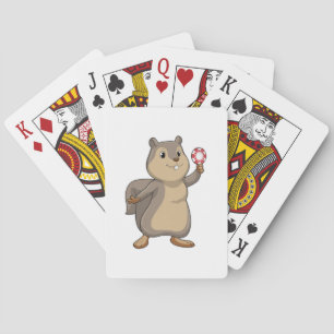 Squirrel at Poker with Poker chips Cards