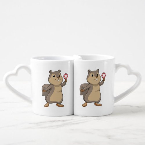 Squirrel at Poker with Poker chips Coffee Mug Set