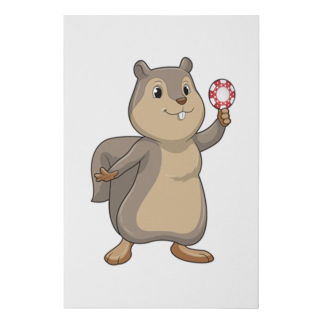 Squirrel at Poker with Poker chips Faux Canvas Print (Front)