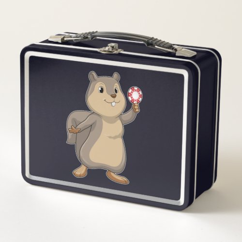 Squirrel at Poker with Poker chips Metal Lunch Box