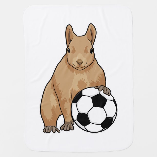Squirrel at Soccer Sports Baby Blanket (Front)