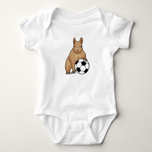 Squirrel at Soccer Sports Baby Bodysuit (Front)
