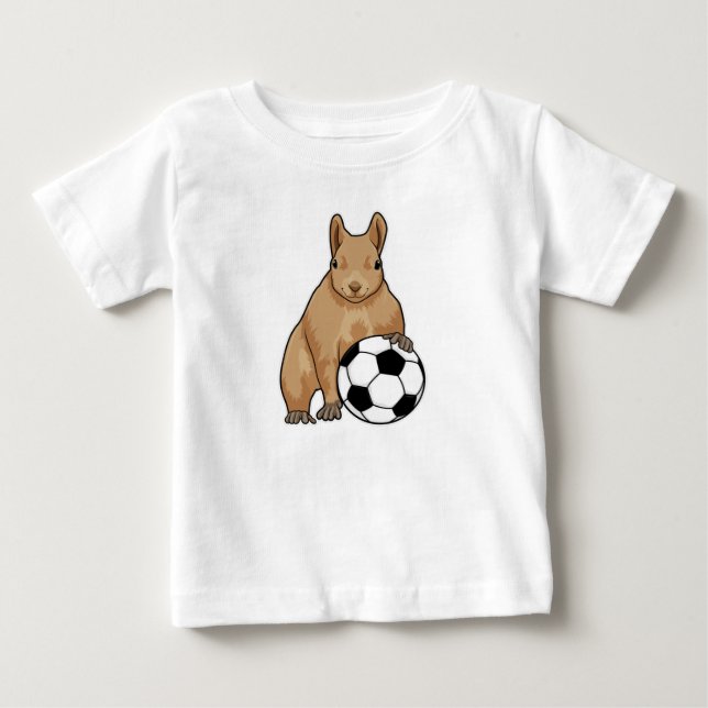 Squirrel at Soccer Sports Baby T-Shirt (Front)