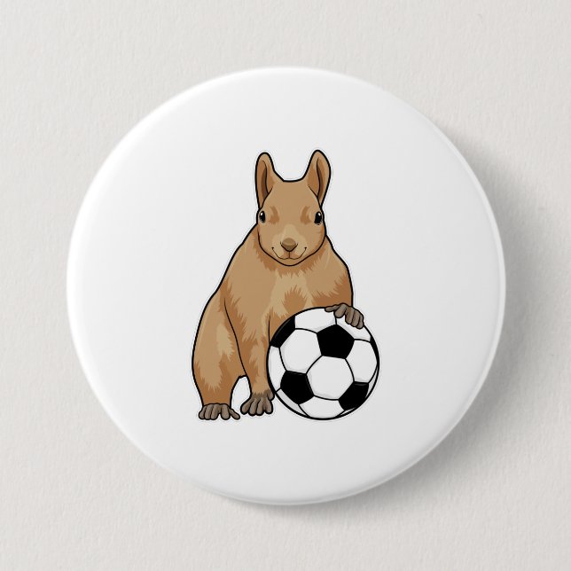 Squirrel at Soccer Sports Button (Front)