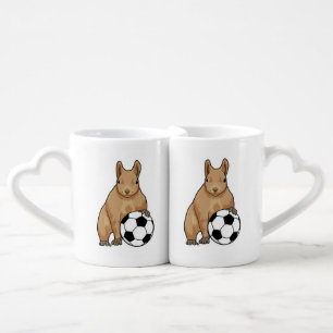 Squirrel at Soccer Sports Coffee Mug Set