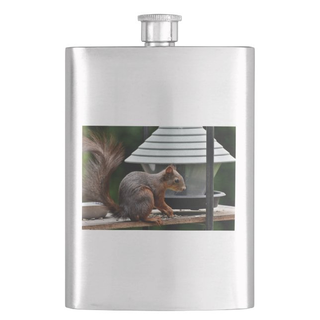 Squirrel at the Bird Feeder Flask (Front)