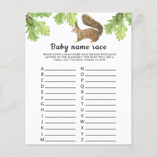 Squirrel - Baby name race game (Front)