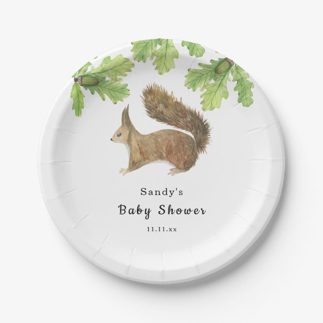 Squirrel - Baby Shower Paper Plates (Front)