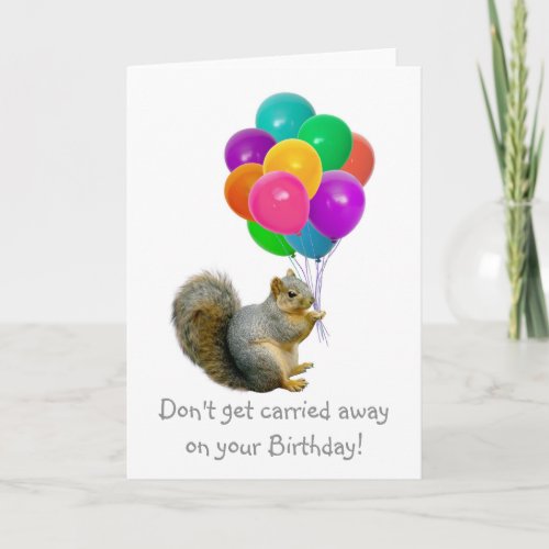 Squirrel Balloons Birthday Card