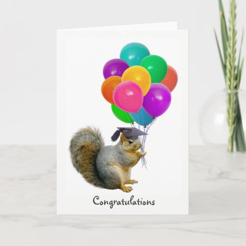 Squirrel Balloons Graduation Card