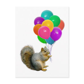 Squirrel Balloons Postcard