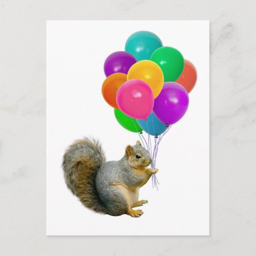 Squirrel Balloons Postcard