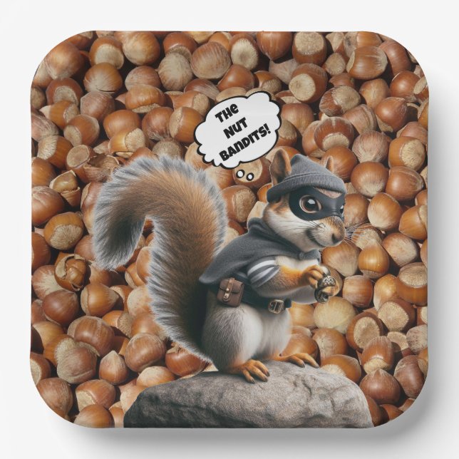 Squirrel Bandit Funny Squirrel Paper Plate (Front)
