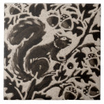 Squirrel Batik Stoneware Woodland Animal Tan Brown Ceramic Tile<br><div class="desc">My original tile artwork has been given a distinctive batik look! Resembling stoneware glazing with its oatmeal and gray-brown speckled tones, the design features my signature woodland animals, flowers and foliage. Evocative of vintage tile work by William De Morgan. There are 14 matching animal tiles in this series, with other...</div>