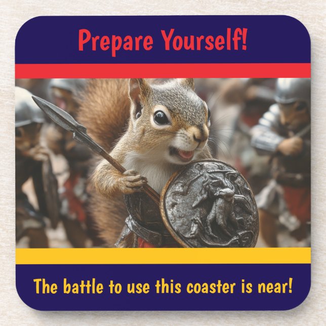 Squirrel Battle Beverage Coaster (Front)