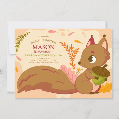 Squirrel Birthday Party Invitation