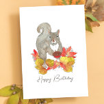 Squirrel Birthday Pie Card<br><div class="desc">Wish a Happy Birthday to friends and family with this sweet squirrel who has brought a birthday pie to the party instead of a birthday cake. This thoughtful card is especially made for both squirrel lovers and Autumn birthdays alike! (Also for those out there like me who would much rather...</div>